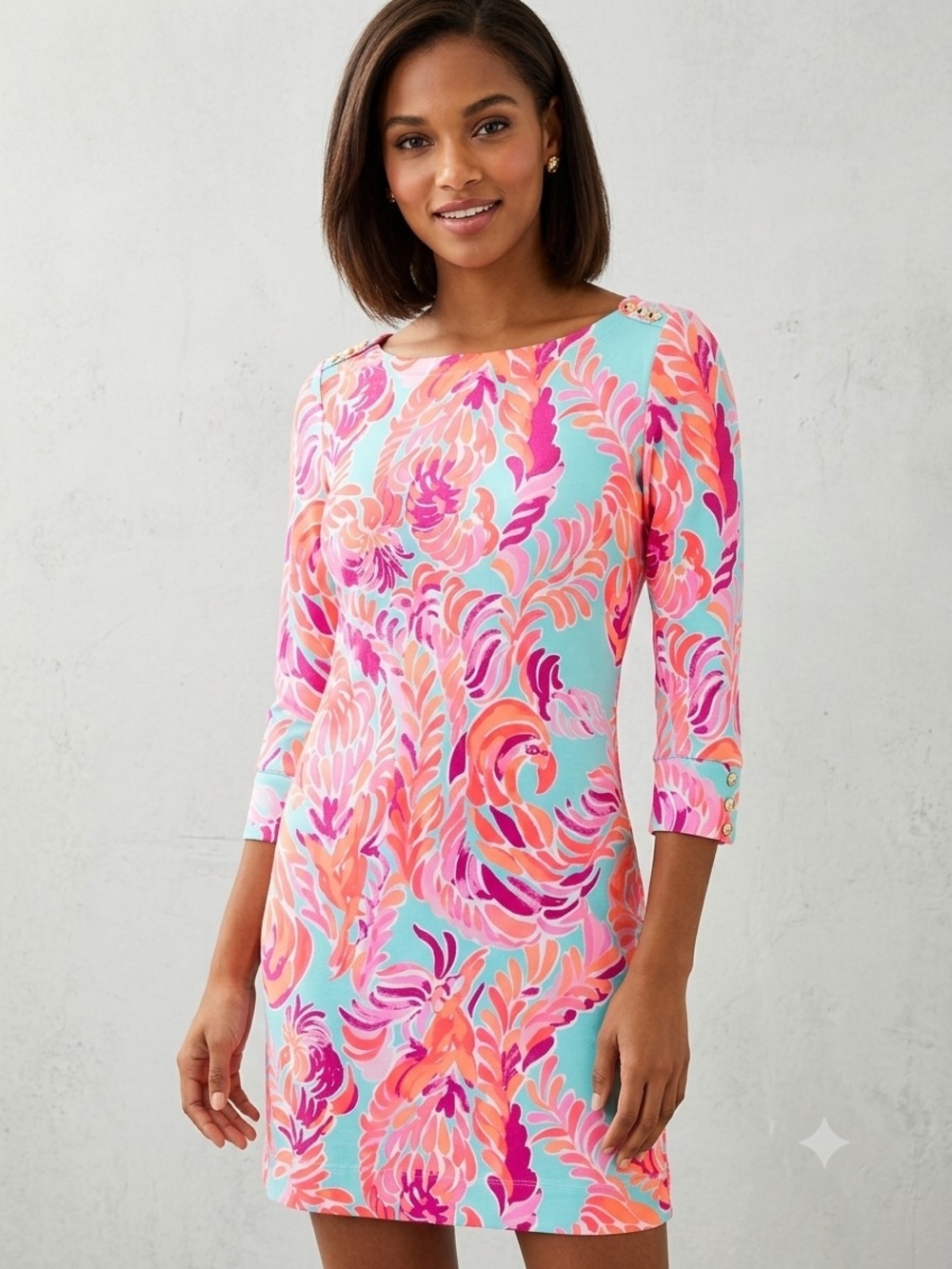 Lilly Pulitzer Sophie Dress UPF 50+ Boatneck Shift Multi Large
